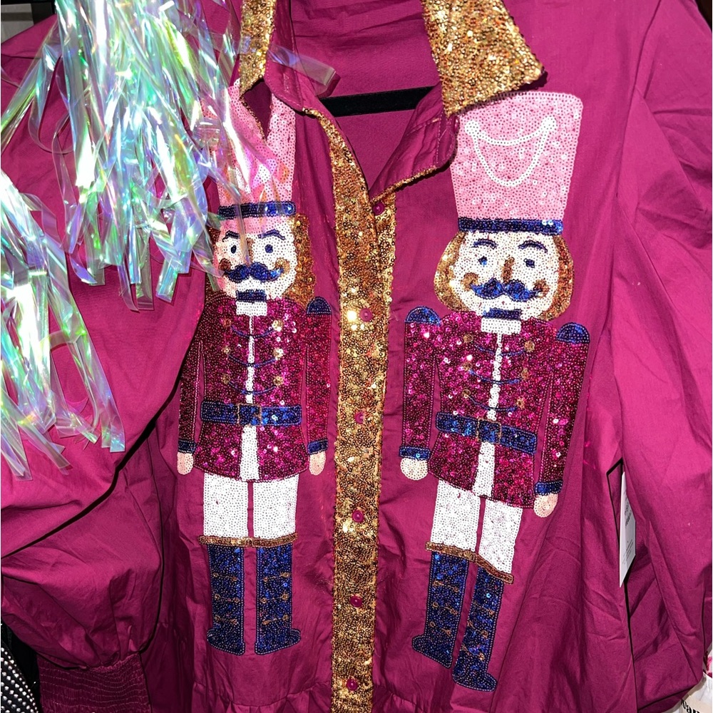 🎄 Fun nutcracker dress ruffles pockets gathered sleeves feels amazing NEW 🎄